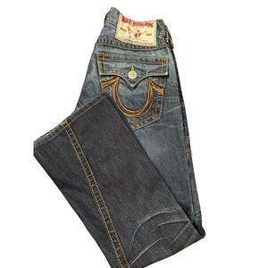 Vtg True Religion Joey Big T Rainbow Stitch Gray Jeans Tag 29